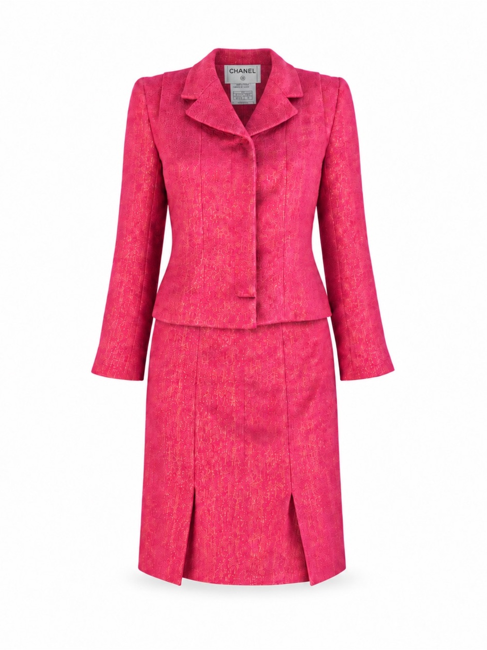 Vintage Chanel Fuchsia & Gold Metallic Skirt Suit | 2001 Cruise Collection